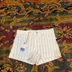 Black and white striped jean shorts